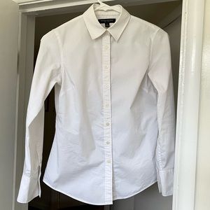 Banana Republic Riley Dress Shirt White Button Down Long Sleeve Petite 0